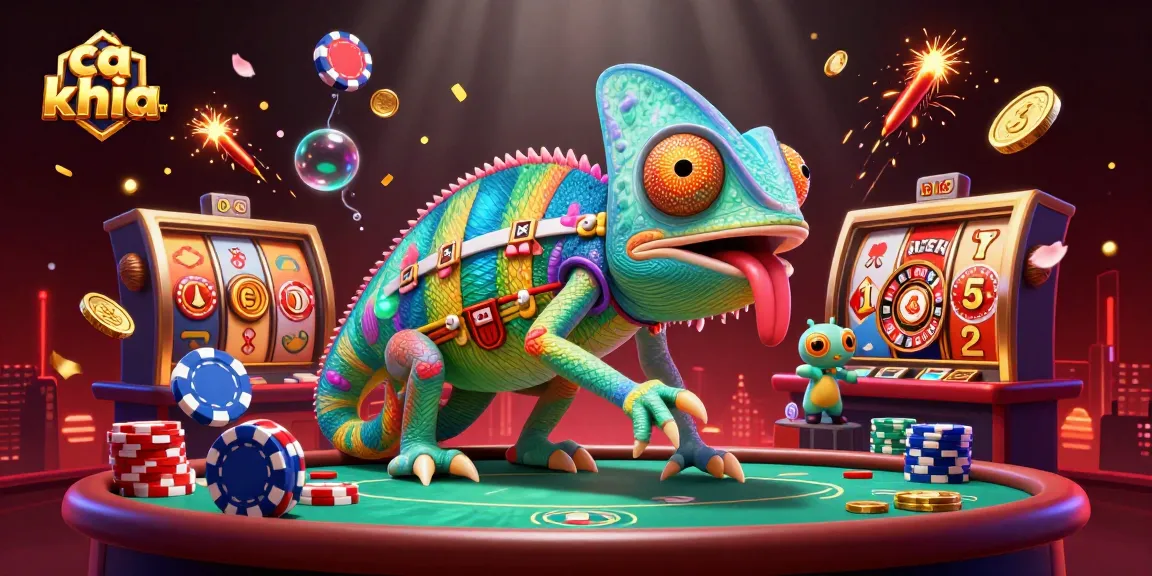 Cà khịa tv captivates fans with a vibrant online casino atmosphere, featuring a chameleon owner amid rich gaming elements.