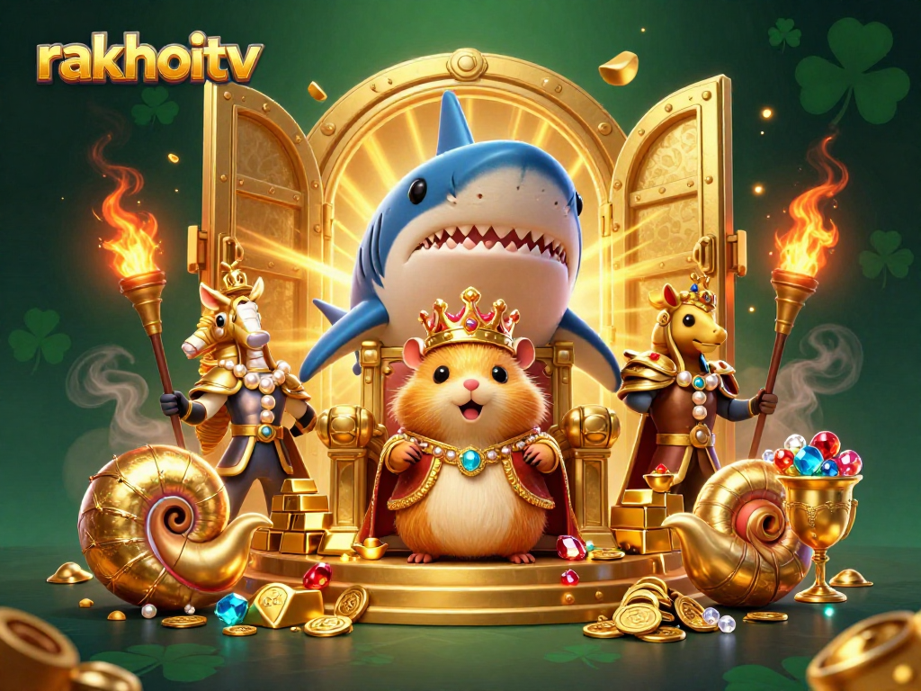 Engage with rakhoitv through thrilling slots and rich treasures in an enchanting casino scene.