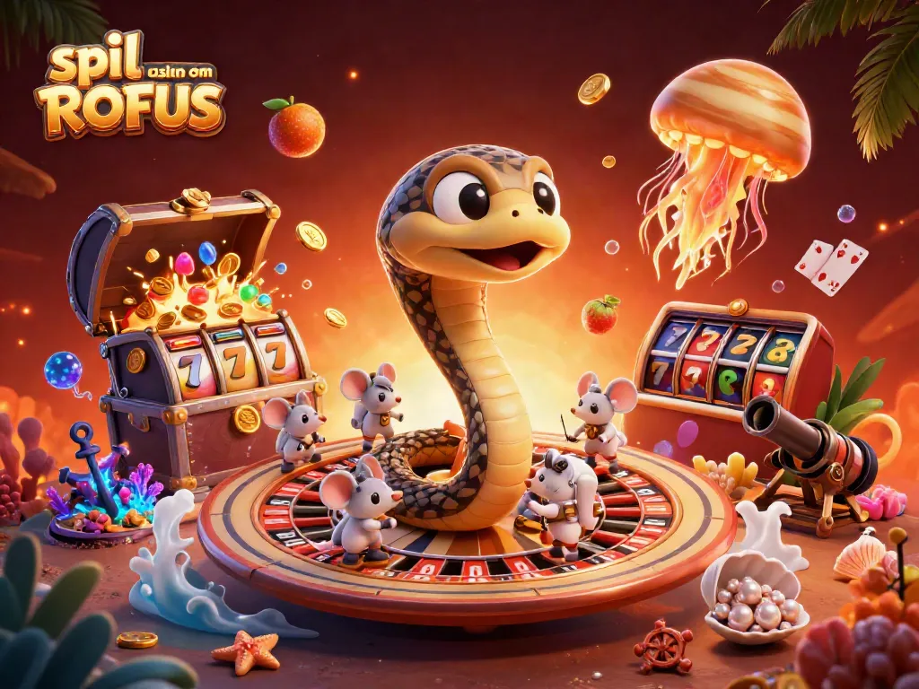 Engaging illustration of spil casino uden om ROFUS with vibrant casino elements and characters in a cosmic setting.