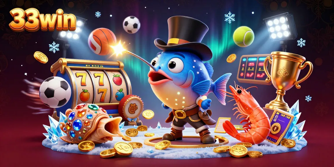 Experience the thrill of 33win with a vibrant underwater casino scene featuring exciting elements and characters.